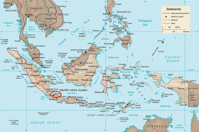 Yakarta en Java - Mapa de Indonesia