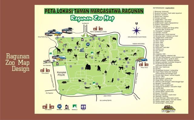 Mapa del parque zoológico de Yakarta
