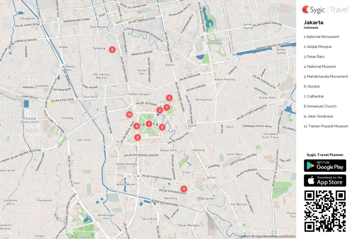 Mapa de lugares de interés de Yakarta