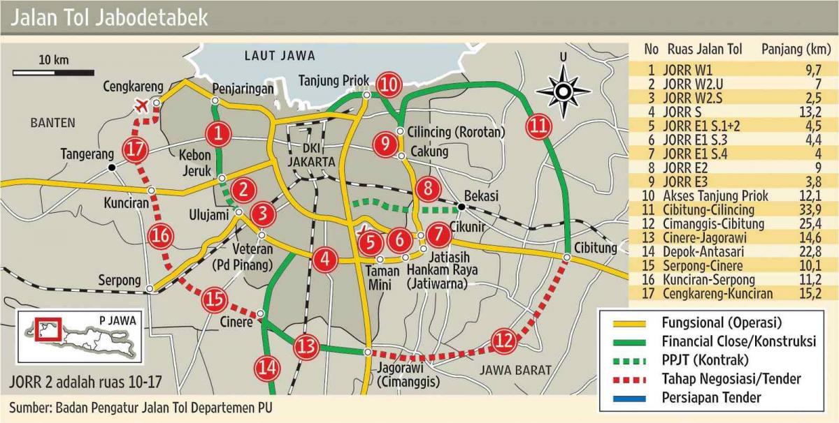 Mapa de carreteras de Yakarta