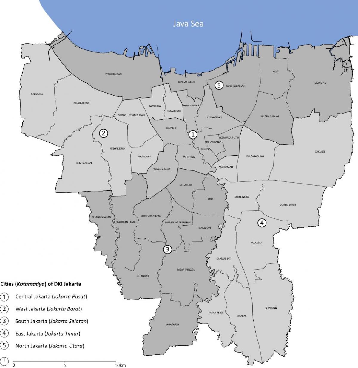 Mapa del distrito de Yakarta