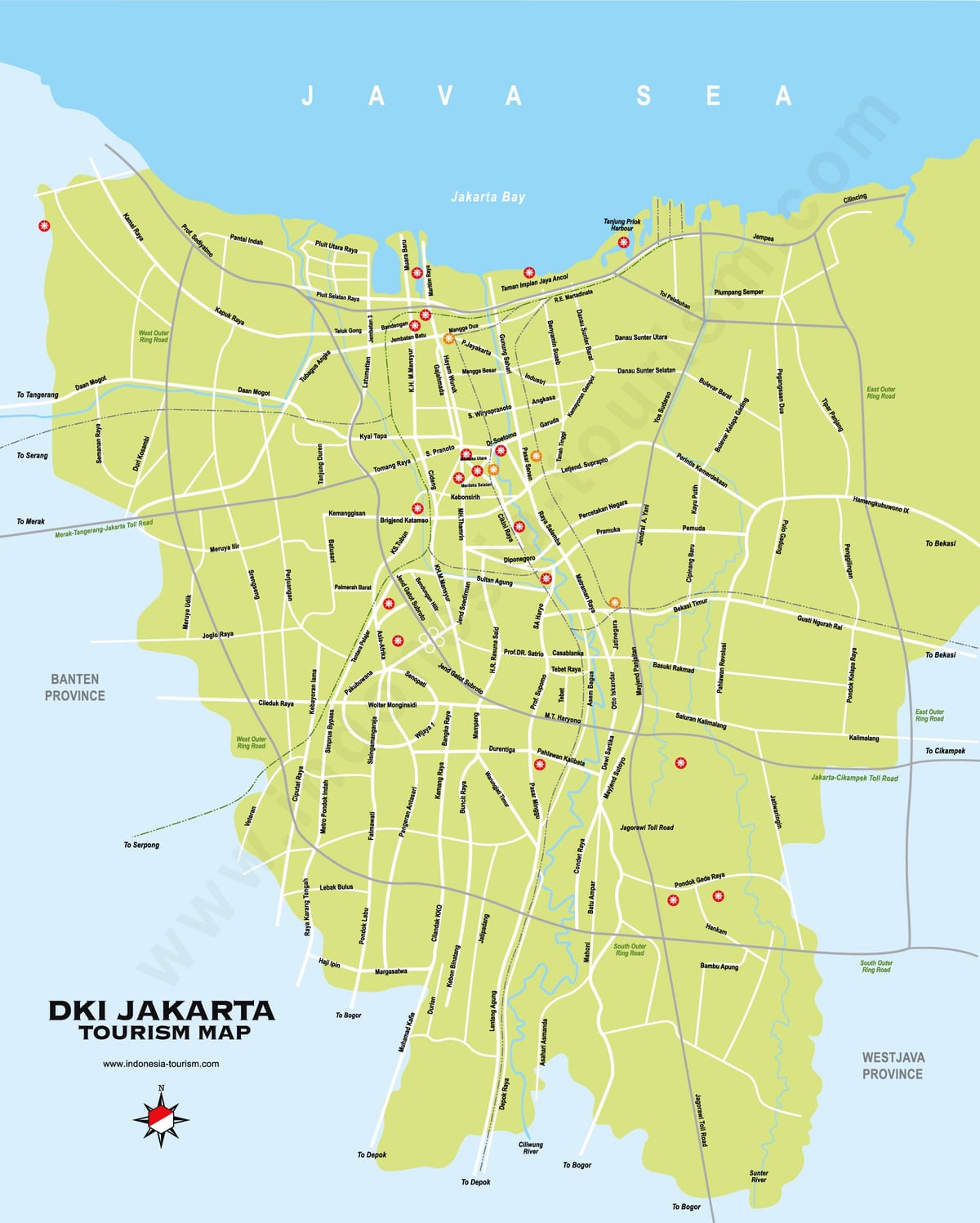 Mapa turístico de Yakarta
